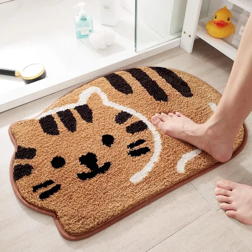 Miniatura 5 de Alfombra con forma de gato de 16 x 24 pulgadas, tapete de ducha, tapete de baño linda, alfombra de baño con cara de gato, alfombras de área lavables