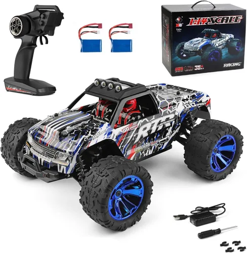 GoolRC WLtoys 144018 - Camión a control remoto a escala 1/14, 4WD 35KM/H, auto RC de alta velocidad, 2.4 GHz, todo terreno, con 2 baterías para
