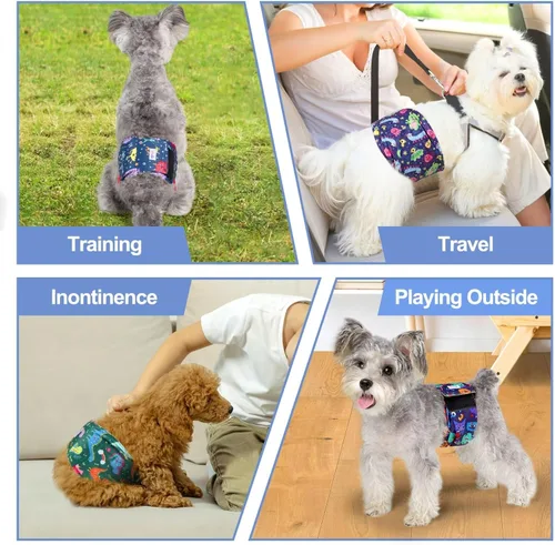 Miniatura 6 de Pañales para perros machos, bandas para el vientre para perros machos, envolturas extra pequeñas de alta absorción para perros machos para perritos