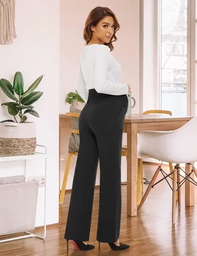 Miniatura 9 de Tapata Pantalones de maternidad para mujer de 28, 30, 32 pulgadas, corte de bota, pantalones de vestir con bolsillos sobre el vientre, pantalones