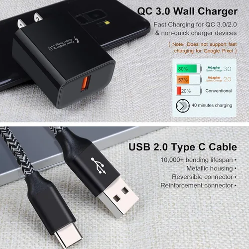 Miniatura 2 de Cargador rápido adaptativo para Samsung Galaxy S26 S25 Ultra S25 FE S24 S23 S22 S22+ S22 Ultra S21 S20 FE S10 A16 A15 A56 A36 A21 A51 A11 Note 20