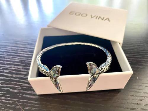 Miniatura 3 de Pulsera de cola de sirena de concha de abulón natural para mujer, pulseras abiertas y brazaletes, joyería vintage, Concha de abulón