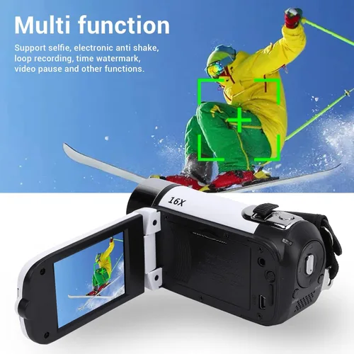 Miniatura 3 de FOSA Grabadora de cámara digital, cámara de video de 16MP 1080P con zoom digital de 16X, pantalla de 2.4 pulgadas y luz de llenado para viajes