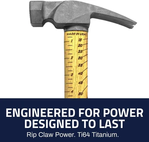 Miniatura 3 de Boss Hammer Martillo de titanio Ti64 de grado de construcción de 16 onzas – Mango de nogal Tennessee – Cuadrado de encuadre, diseño de garra