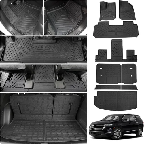 Miniatura 27 de Alfombrillas de Piso Compatibles con Ford Explorer 2020-2026 de 6 Asientos, Alfombrilla de Maletero, Forro de Carga TPE, Protector de Asiento
