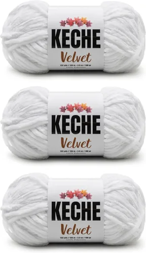 Miniatura 11 de Keche Hilo de terciopelo para ganchillo, manta de felpilla suave, voluminosa, hilo amigurumi, 3.53 oz (132 yardas), color azul bebé