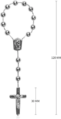 Miniatura 3 de Rosario acrílico de 24 piezas de rosario de bautismo, mini rosarios con ángel para la primera comunión, recuerdos de fiesta de bautismo (plateado)