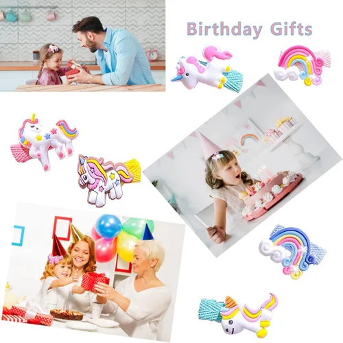 Miniatura 4 de Pinzas para el cabello para niñas, 10 piezas de lindos animales, caballos, accesorios para el cabello, pasadores coloridos para niños, bebés, niñas