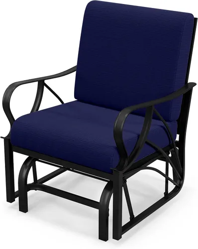 Tangkula Planeador de patio al aire libre, silla deslizante con marco de metal con cojín, silla ergonómica para patio al aire libre para una sola