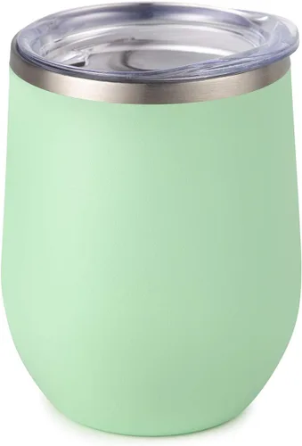 Miniatura 10 de Maars Bev - Vaso de vino de acero inoxidable sin tallo con tapa, aislado al vacío de 12 onzas, a prueba de derrames, apto para viajes, vasos midnight