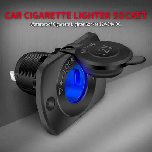 Miniatura 7 de DaierTek Enchufe de encendedor de cigarrillos de automóvil de 12 V hembra de 12 voltios de repuesto con LED azul impermeable para barco, scooter