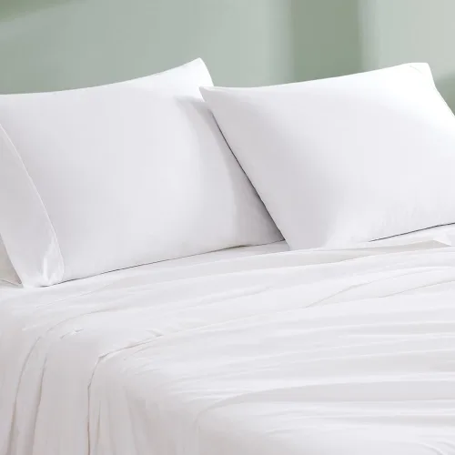 Miniatura 9 de Linen Closet Juego de 4 piezas de sábanas de 100% algodón orgánico tamaño completo, tejido de percal, crujiente, fresco, suave y duradero, sábanas