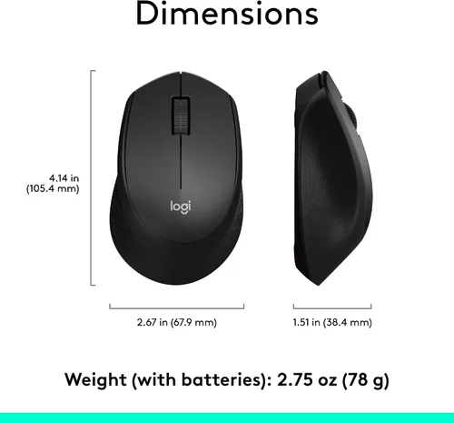 Miniatura 8 de Logitech M330 Silent Plus, mouse inalámbrico grande, color negro, Negro