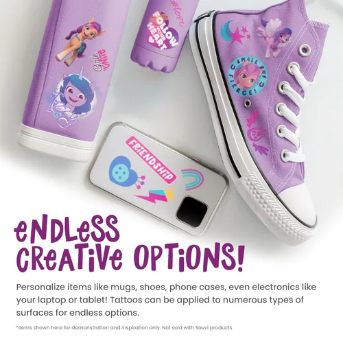 Miniatura 4 de Savvi - 50 Tatuajes temporales de My Little Pony: tinta segura para la piel, ideal para fiestas de cumpleaños, regalos para niños y niñas de 4-12