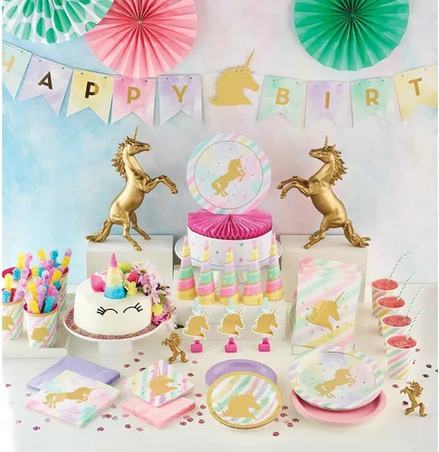 Miniatura 2 de Creative Converting Mantel de plástico con estampado completo, diseño de unicornio brillante, tamaño único, multicolor