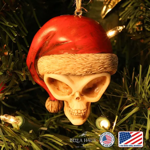 Miniatura 2 de Bella Haus Christmas Shoppe - Adorno para árbol de Navidad de calavera alienígena, decoración navideña humorística de 3 pulgadas, regalo ideal