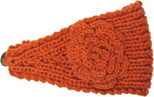 Miniatura 2 de Wrapables Diadema tejida a mano con diseño floral, color naranja