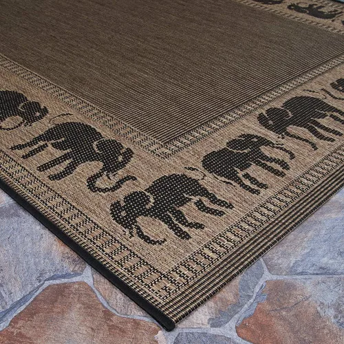 Miniatura 5 de Couristan Recife - Alfombra de área para interiores y exteriores, 7 pies 6 pulgadas x 10 pies 9 pulgadas, color negro cacao, alfombra duradera