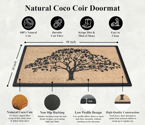 Miniatura 155 de A1HC Tapete para Puerta de Fibra de Coco Natural y Caucho, 30"x48" – Grueso, Duradero, Resistente, Anti-Desprendimiento, Resistente a