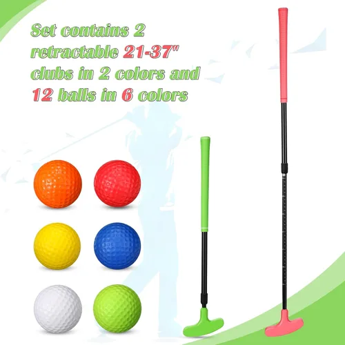 Miniatura 2 de Leyndo Paquete de 2 putters de golf para hombres y mujeres con 12 pelotas de golf bidireccionales ajustables para diestros o zurdos, juego de club