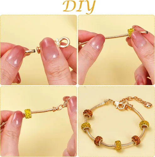 Miniatura 6 de Juego de 10 pulseras de cadena chapada en oro, cadena de serpiente con corazón y langosta europea, pulsera para Navidad, bricolaje, joyería