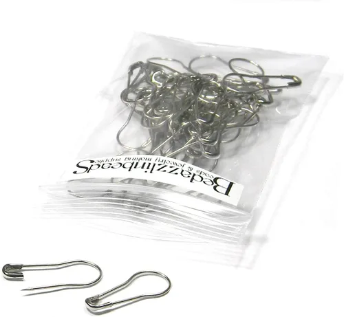Miniatura 2 de 50 pinzas de seguridad en forma de bombilla fáciles de usar para broches o collares (bronce antiguo)