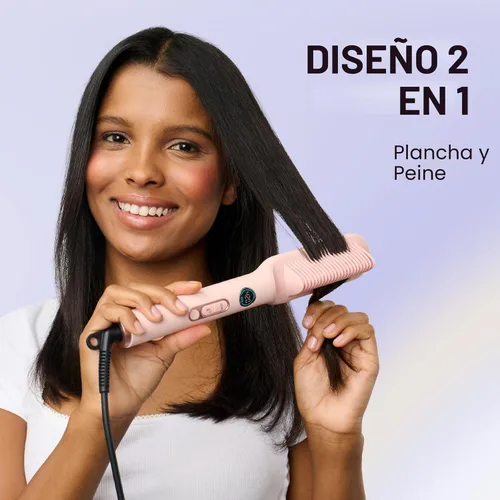 Miniatura 2 de Wavytalk Cepillo alisador de pelo, elegante cepillo de alisado iónico, peine alisador de cerámica antiquemaduras con pantalla LED para cabello súper
