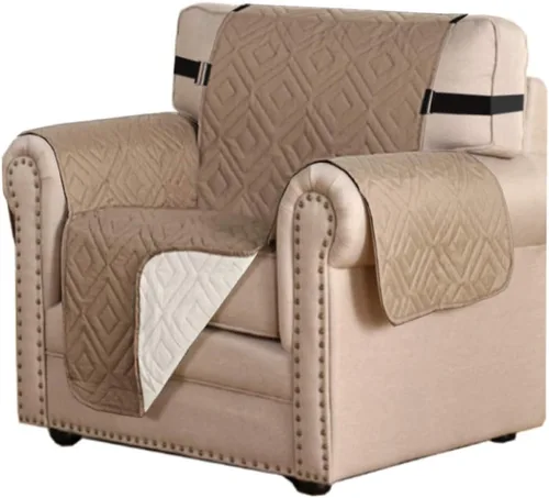 Miniatura 31 de H.VERSAILTEX Funda reversible para silla, protector de muebles antideslizante, resistente al agua, con correas elásticas de 2 pulgadas