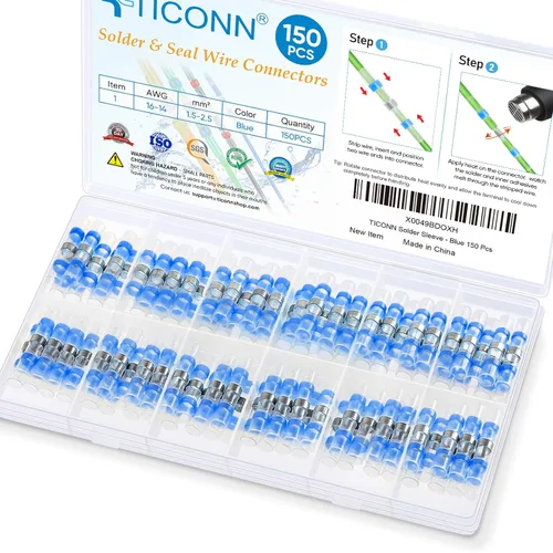 Miniatura 13 de TICONN 200 conectores de alambre con sello de soldadura, conectores a tope termorretráctiles, terminales de cable eléctrico impermeables y aislados