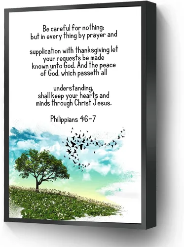 Miniatura 15 de Lienzo impreso de Filipenses 4 y 13 con texto en inglés "I Can Do All Things Through Christ Who Strengthens Me", versículo bíblico, póster listo