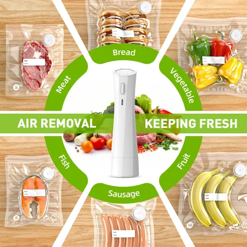Miniatura 7 de Sellador al vacío de mano para almacenamiento de alimentos: máquina de sellado al vacío portátil con 30 bolsas de vacío - Sellador de alimentos