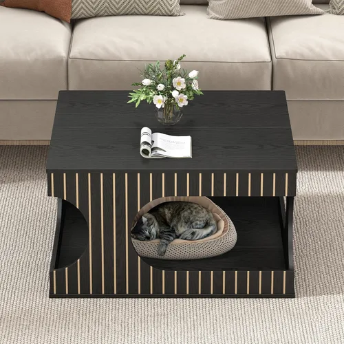 Miniatura 7 de weselon Mesa de centro cuadrada con almacenamiento, mesa de centro de cubo hueco de 31.5 pulgadas, mesa central moderna de mediados de siglo de 2