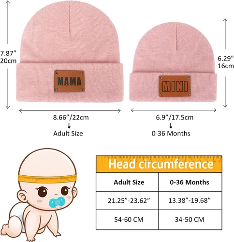 Miniatura 15 de Gorro para padres e hijos,Madre y bebé hija/hijo gorro de punto cálido de invierno,Gorro suave para niños