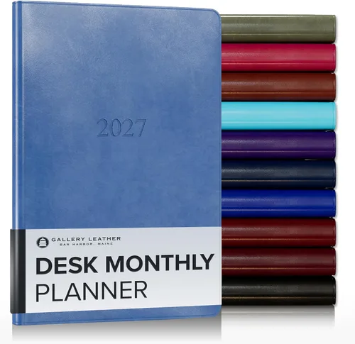 Miniatura 127 de Gallery Leather Agenda Mensual Grande 2025-2026, Elegantemente Encuadernada Planificador de Calendario y Cuaderno con Elegantes Bordes Dorados, 18