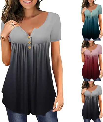 Miniatura 2 de Camisetas de verano para mujer, de manga 34, informales, estampadas, cuello redondo, holgadas, cómodas, suaves