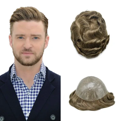 Miniatura 97 de Toupee - Pieza de cabello humano real para hombre, piel completa de polietileno, sistema de reemplazo de cabello para hombres, piezas invisibles