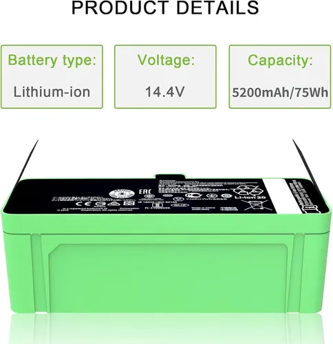Miniatura 2 de Batería de Reemplazo Mejorada de 3300mAh 1800LI para iRobot Roomba 500/600/700/800/900 Series Compatible con Roomba 895 890 877 695 690 680 677 675