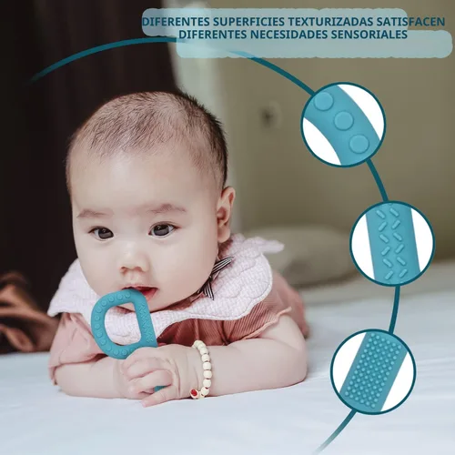 Miniatura 3 de Juguetes sensoriales para niños, bebés y niños pequeños, paquete de 4, juguetes de dentición en forma de P para 3-6, 6-12 meses, estimulación motora