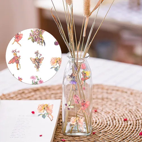 Miniatura 4 de 90 piezas de calcomanías de hadas para álbum de recortes, parche de hada transparente de flores para álbumes de recortes, cuaderno a mano, estuche