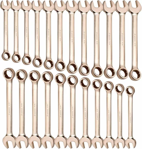 Miniatura 22 de WEDO Llave combinada sin chispas, llave combinada de seguridad sin chispas, bronce de aluminio, forja, DIN 3113, certificado BAM y FM, tamaño 1