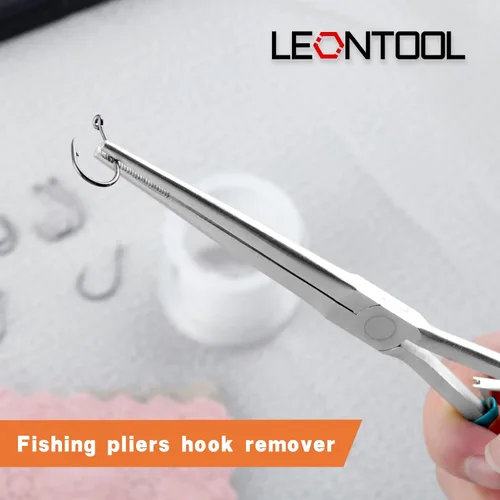 Miniatura 4 de Alicates de punta de aguja extra largos para hacer joyería de 7 pulgadas con mandíbula dentada, herramienta removedora de anzuelos de pesca