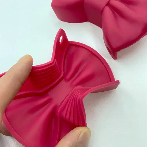 Miniatura 6 de Clip aislante de calor de silicona con pajarita, mini guante para horno, soporte para ollas de protección de dedos, guantes de cocina de cocina, Rojo