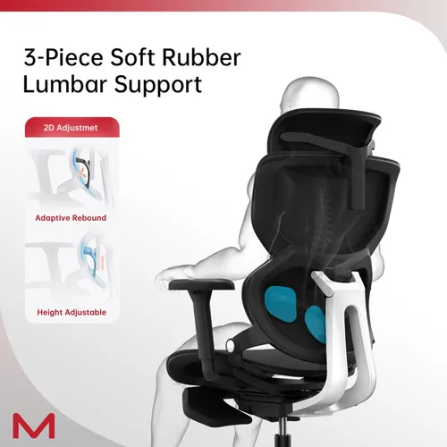 Miniatura 8 de Silla de oficina ergonómica de malla con reposapiés, silla ejecutiva de oficina en casa con soporte lumbar, silla ergonómica
