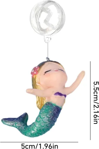 Miniatura 2 de Decoración flotante para acuario de sirena, estatua de sirena de resina de PVC, adorno de decoración de acuario, policromático, hecho a mano, 2.16