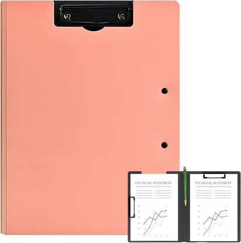 Miniatura 16 de Carpeta portapapeles plegable A4, carpeta portapapeles de oficina con clip de metal de doble clip, portapapeles de almacenamiento plegable de 360