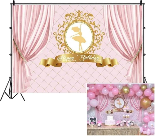 Fondo de poliéster de 6 x 4 pies para decoración de fiesta de cumpleaños, suministros de fiesta de princesa, telón de fondo de ballet para
