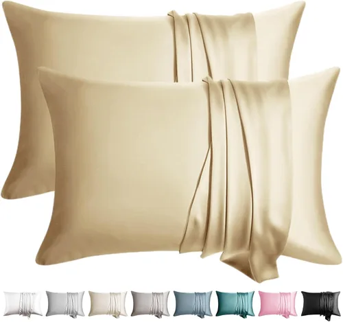 Miniatura 13 de Fundas de almohada de seda 100% 2 unidades, tamaño estándar, seda de morera para cabello y piel, juego de 2, seda de grado superior 6A, suave, Negro