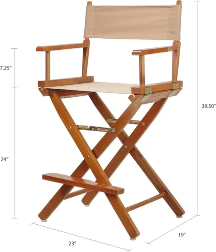 Miniatura 3 de Casual Home - Silla de director de 24 pulgadas, marco de roble miel, con lona bronceada, altura de mostrador
