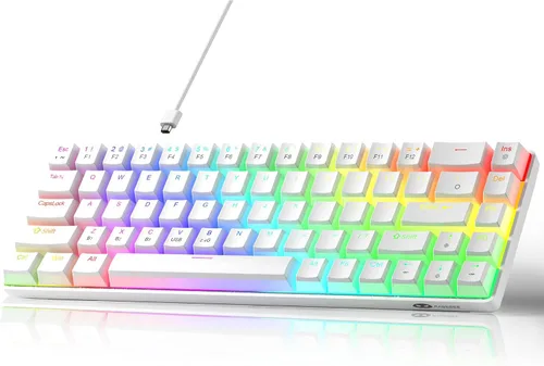 Miniatura 9 de MageGee Teclado mecánico portátil 60% para juegos, interruptor de ballena azul intercambiable en caliente, retroiluminación RGB compacto de 68