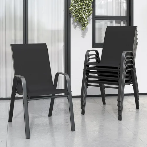 Miniatura 9 de Sillas de patio, sillas de comedor apilables para todo tipo de clima, tela de textileno y marco de metal, juego de sillas para exteriores para patio